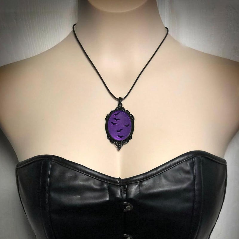 MIFYNN Gothic Bat Glass Pendant Necklace for Women Vintage Gothic Rope Chain Witch Bat Choker Dark Punk Style Necklace Victoria Emboss Necklaces Mystic Witch Jewelry Accessories - Image 1